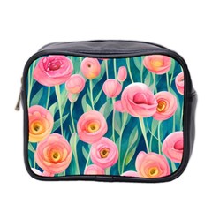 Blush Watercolor Flowers Mini Toiletries Bag (two Sides) by GardenOfOphir