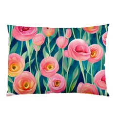 Blush Watercolor Flowers Pillow Case (two Sides) by GardenOfOphir