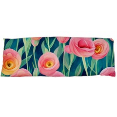 Blush Watercolor Flowers Body Pillow Case (dakimakura)