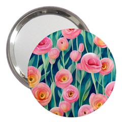 Blush Watercolor Flowers 3  Handbag Mirrors by GardenOfOphir