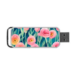 Blush Watercolor Flowers Portable Usb Flash (two Sides) by GardenOfOphir