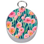 Blush Watercolor Flowers Silver Compasses Front