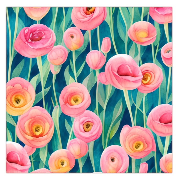 Blush Watercolor Flowers Square Satin Scarf (36  x 36 )