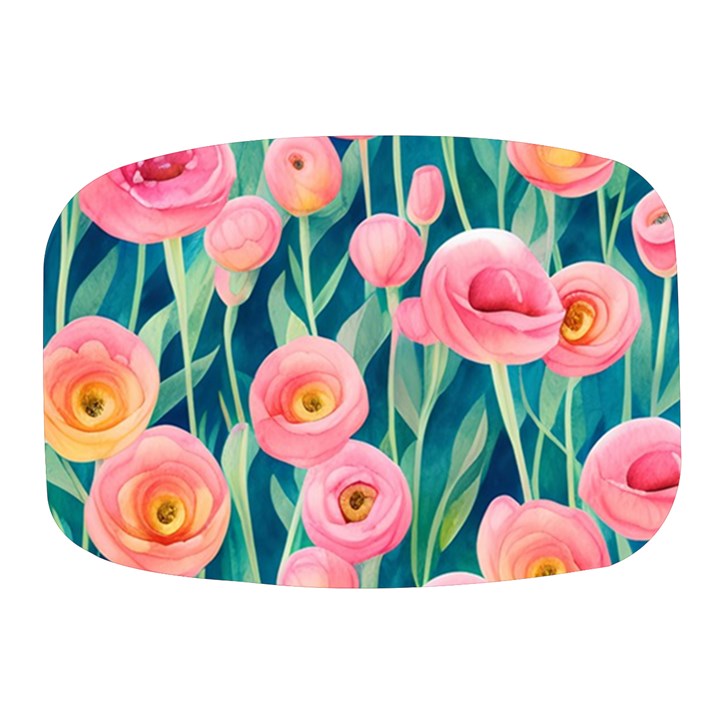 Blush Watercolor Flowers Mini Square Pill Box