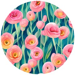 Blush Watercolor Flowers Wooden Puzzle Round by GardenOfOphir