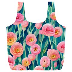 Blush Watercolor Flowers Full Print Recycle Bag (xxxl) by GardenOfOphir