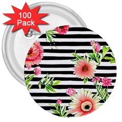 Blooming Watercolor Flowers 3  Buttons (100 Pack)  by GardenOfOphir