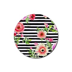 Blooming Watercolor Flowers Rubber Round Coaster (4 Pack) by GardenOfOphir