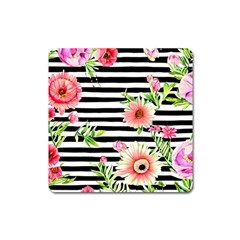 Blooming Watercolor Flowers Square Magnet by GardenOfOphir