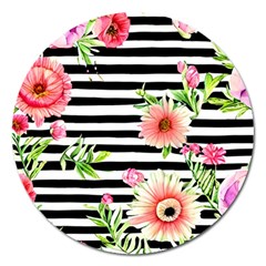 Blooming Watercolor Flowers Magnet 5  (round) by GardenOfOphir