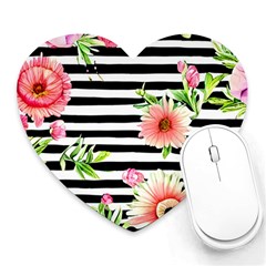 Blooming Watercolor Flowers Heart Mousepad by GardenOfOphir