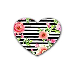 Blooming Watercolor Flowers Rubber Coaster (heart) by GardenOfOphir