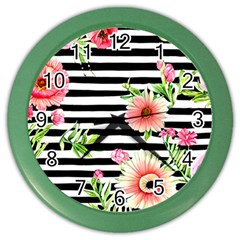 Blooming Watercolor Flowers Color Wall Clock by GardenOfOphir