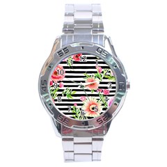 Blooming Watercolor Flowers Stainless Steel Analogue Watch by GardenOfOphir