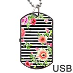 Blooming watercolor flowers Dog Tag USB Flash (Two Sides) Front