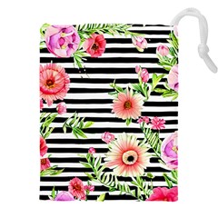 Blooming Watercolor Flowers Drawstring Pouch (4xl) by GardenOfOphir