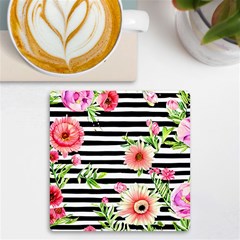 Blooming Watercolor Flowers Uv Print Square Tile Coaster  by GardenOfOphir