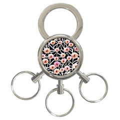 Cheery Watercolor Flowers 3-ring Key Chain