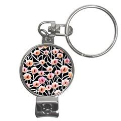 Cheery Watercolor Flowers Nail Clippers Key Chain