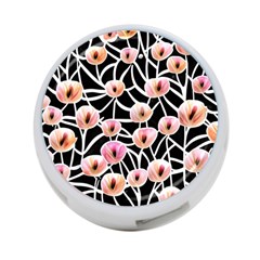 Cheery Watercolor Flowers 4-port Usb Hub (two Sides)