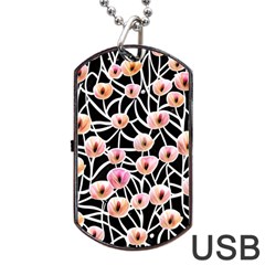 Cheery Watercolor Flowers Dog Tag Usb Flash (two Sides) by GardenOfOphir