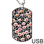 Cheery Watercolor Flowers Dog Tag USB Flash (Two Sides) Front