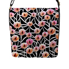 Cheery Watercolor Flowers Flap Closure Messenger Bag (l) by GardenOfOphir