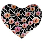 Cheery Watercolor Flowers Large 19  Premium Flano Heart Shape Cushions Front