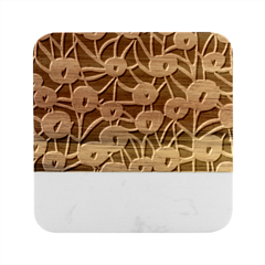 Cheery Watercolor Flowers Marble Wood Coaster (square)