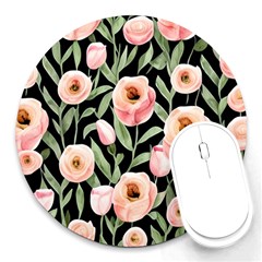 Captivating Watercolor Flowers Round Mousepad by GardenOfOphir