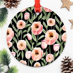 Captivating Watercolor Flowers Ornament (round) by GardenOfOphir