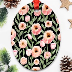 Captivating Watercolor Flowers Ornament (Oval)