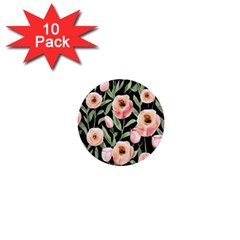 Captivating Watercolor Flowers 1  Mini Buttons (10 pack) 