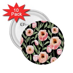 Captivating Watercolor Flowers 2 25  Buttons (10 Pack)  by GardenOfOphir