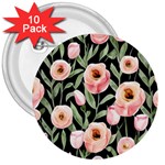 Captivating Watercolor Flowers 3  Buttons (10 pack)  Front