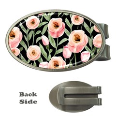 Captivating Watercolor Flowers Money Clips (Oval) 