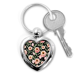 Captivating Watercolor Flowers Key Chain (Heart)