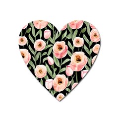 Captivating Watercolor Flowers Heart Magnet by GardenOfOphir