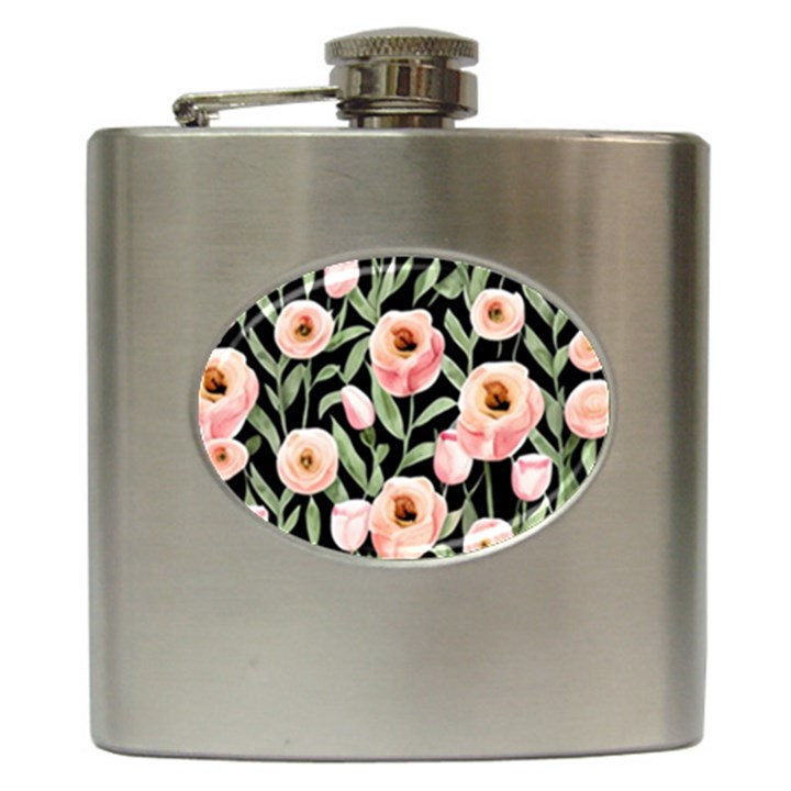 Captivating Watercolor Flowers Hip Flask (6 oz)