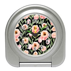 Captivating Watercolor Flowers Travel Alarm Clock