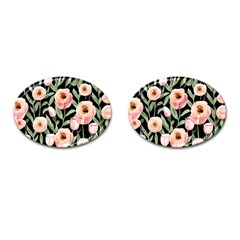 Captivating Watercolor Flowers Cufflinks (Oval)