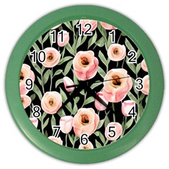 Captivating Watercolor Flowers Color Wall Clock