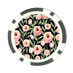 Captivating Watercolor Flowers Poker Chip Card Guard