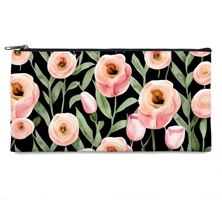 Captivating Watercolor Flowers Pencil Case