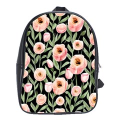 Captivating Watercolor Flowers School Bag (Large)