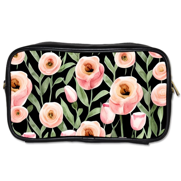 Captivating Watercolor Flowers Toiletries Bag (Two Sides)