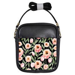 Captivating Watercolor Flowers Girls Sling Bag by GardenOfOphir