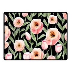 Captivating Watercolor Flowers One Side Fleece Blanket (Small)