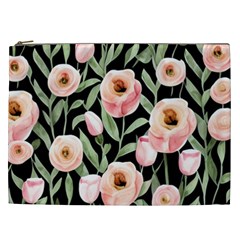 Captivating Watercolor Flowers Cosmetic Bag (xxl) by GardenOfOphir