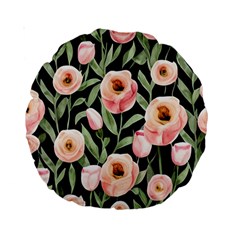 Captivating Watercolor Flowers Standard 15  Premium Round Cushions